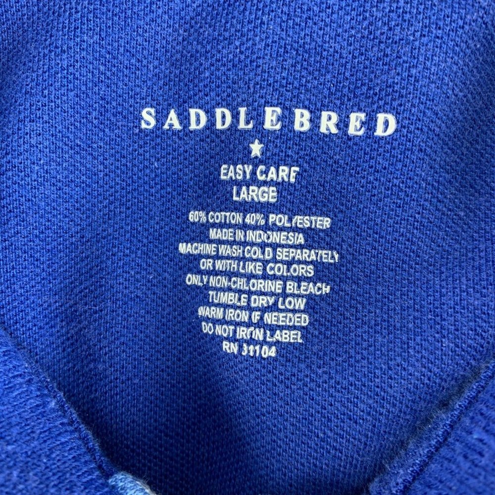 Saddlebred Large Blue Striped Polo Shirt Short Sleeve Easy Care - Picture 4 of 4